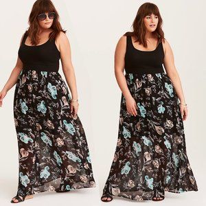 Floral Chiffon Knit Maxi Dress